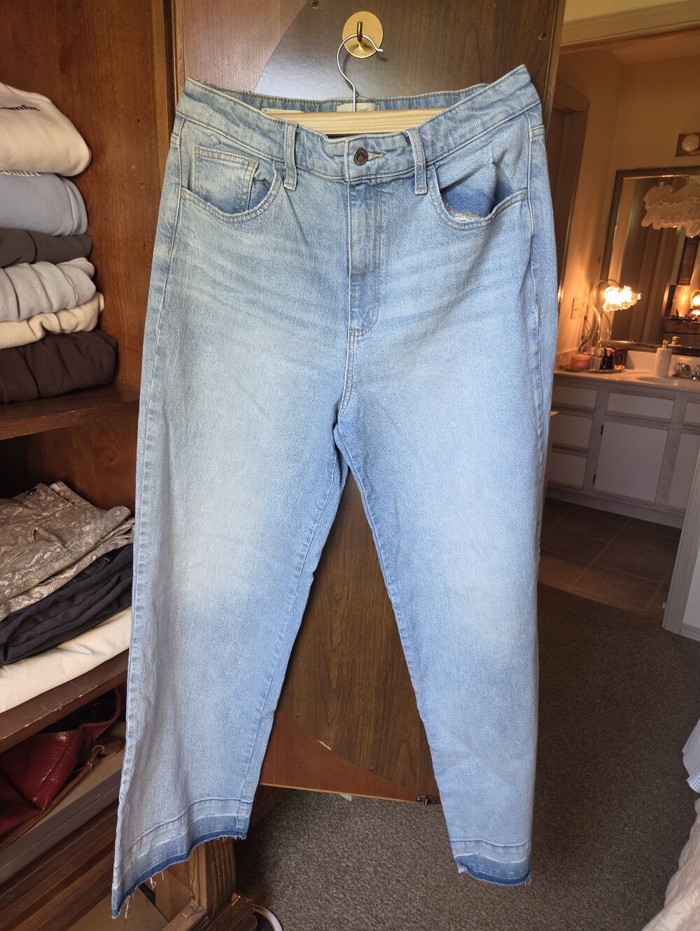 Light Wash Denim Jeans - Embroidered Label
